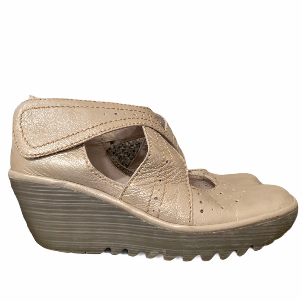 FLY LONDON Leather Yoga Mary Janes Velcro Straps